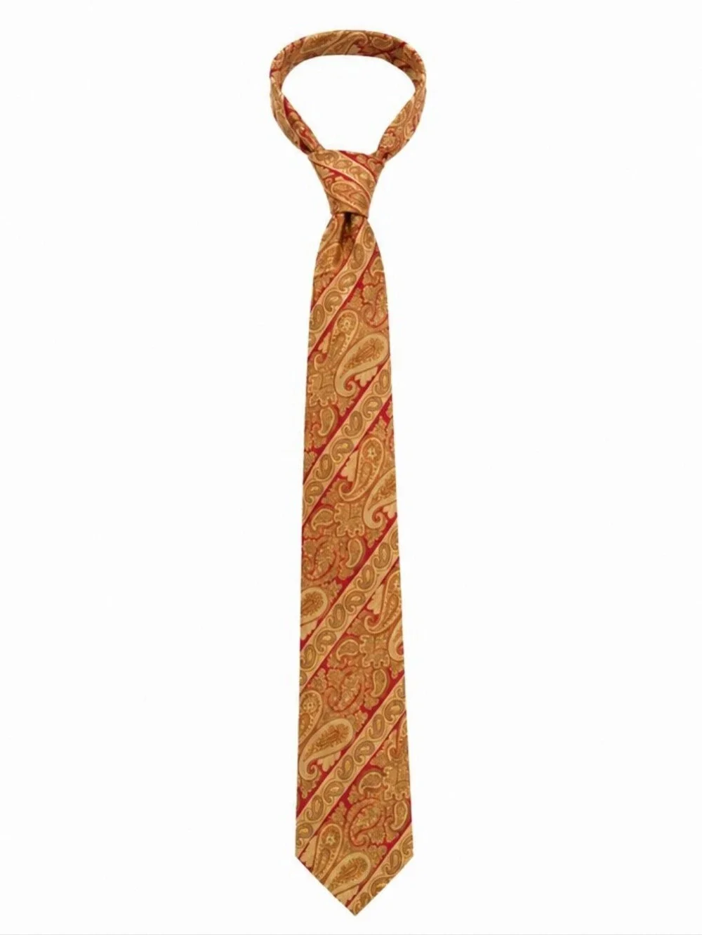 Vintage Gold And Red Paisley Silk Men's Tie
